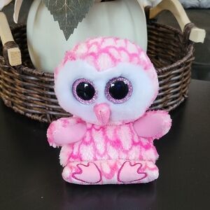 Milly Pink and White Plush Owl Bird Toy